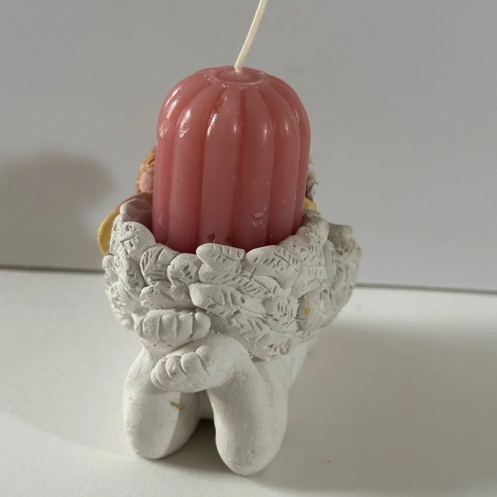 Dreamsicle Collectible Cherub Candle Holder with Candle